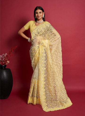 Yellow Organza Saree