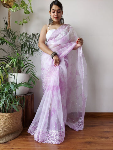 Lilac Organza Saree