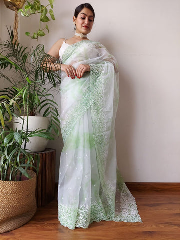 Ice Green Organza Saree