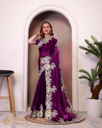 "Shayra" Pure Soft Shimmer Satin Organza Silk Saree