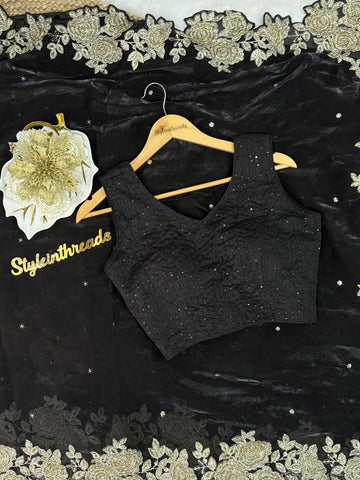 "Black Beauty" Soft Organza Silk Saree
