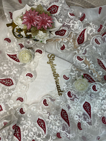 "Eshani" Pure white Soft Organza Silk Saree