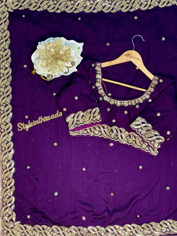 "Tishya" Soft Silk Saree with fully embroidered blouse