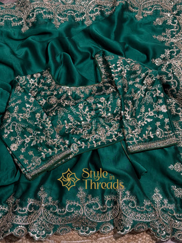 "Hara Rang" (Inspired by Madhuri Dixit) Silk Saree