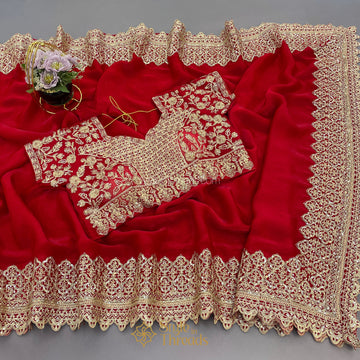 "Laal Rang" fendy chiffon Saree