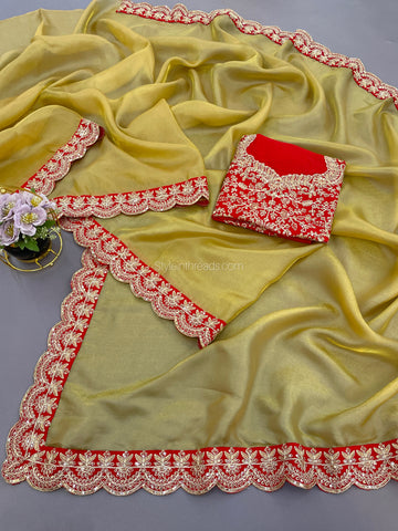 "Sunehri" Soft tissue Saree