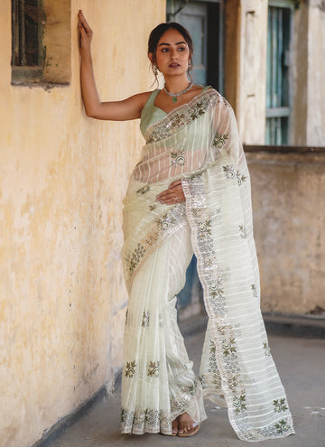 Green Organza Silk Saree