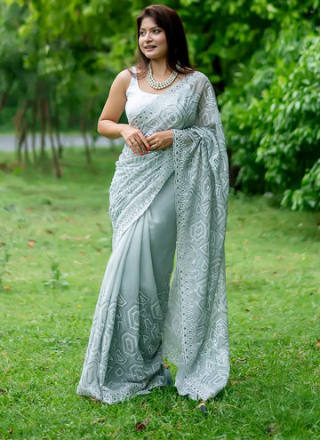 Grey Georgette Saree