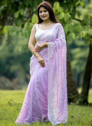 Lilac Georgette Saree