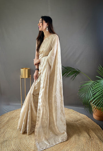 Matte Gold Silk Saree