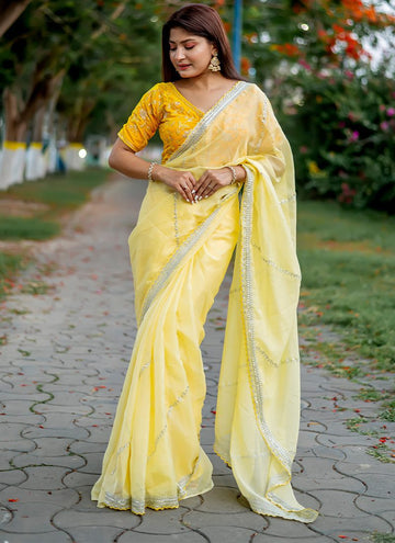 Yellow Organza Saree