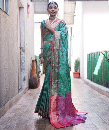 Green Soft Patola Silk Woven Saree