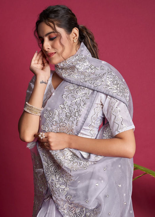 Light Mauve Organza Saree