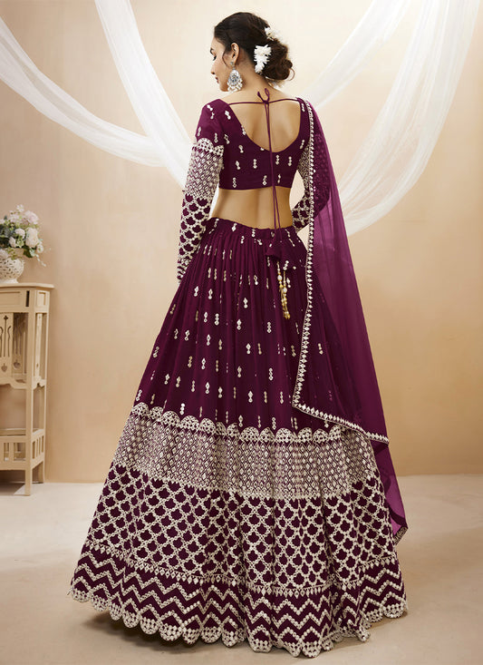 Wine Embellished Lehenga