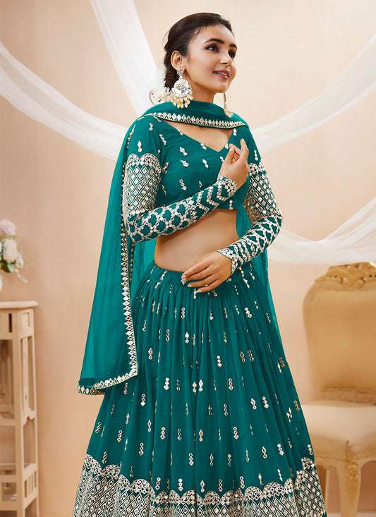 Teal Embellished Lehenga