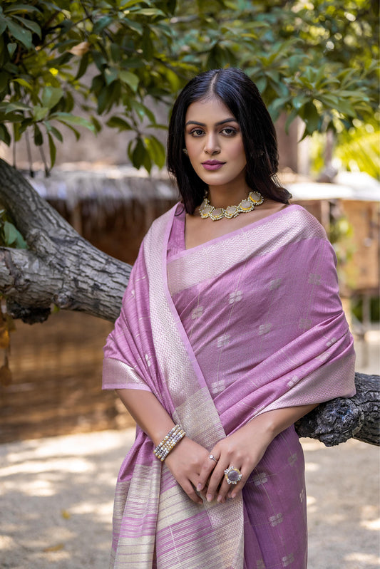 Resham Soft Silk zari thread woven Saree