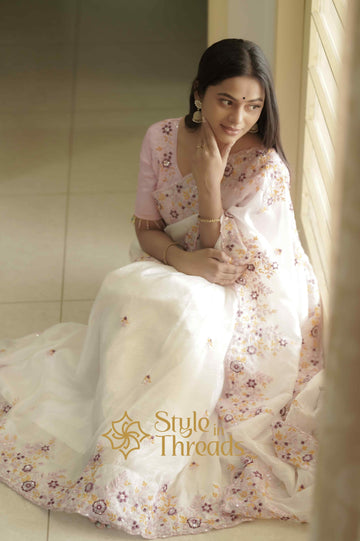 "Kashvi" Soft Shimmer Satin Organza Silk Saree