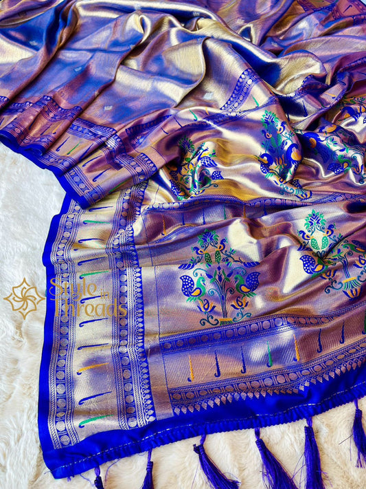 Purple soft tissue Paithani Silk weaved Saree