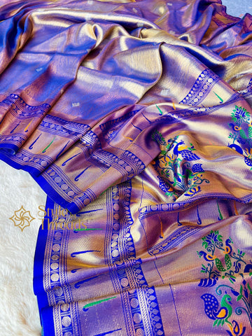 Purple soft tissue Paithani Silk weaved Saree