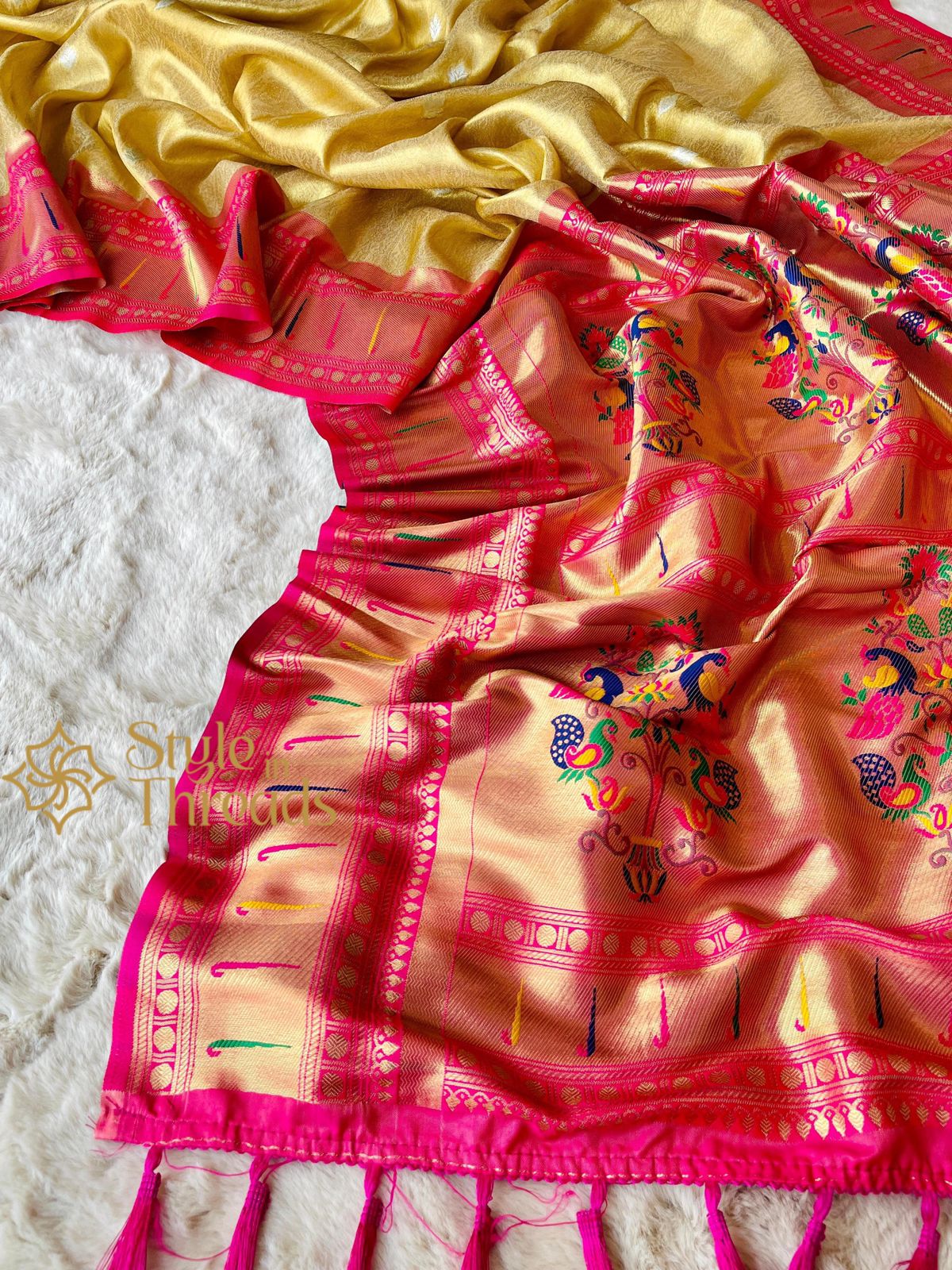 Soft Tissue Paithani Silk weaved Saree