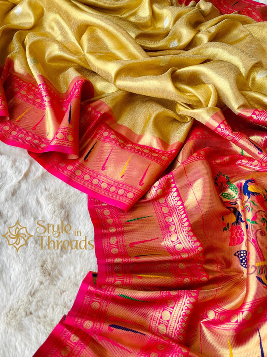 Soft Tissue Paithani Silk weaved Saree