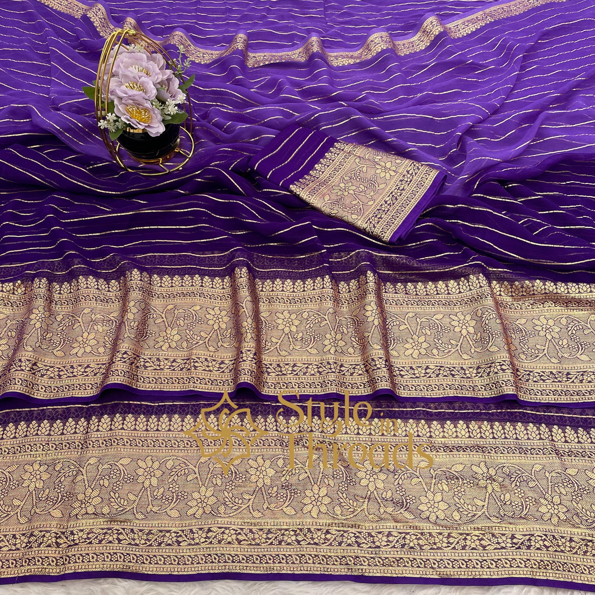 Periwinkle Pure Viscose Saree in Violet and Mauve