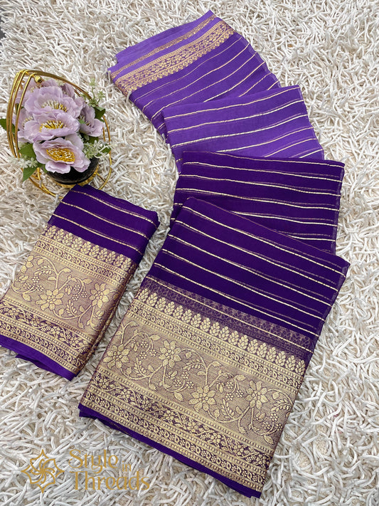 Periwinkle Pure Viscose Saree in Violet and Mauve