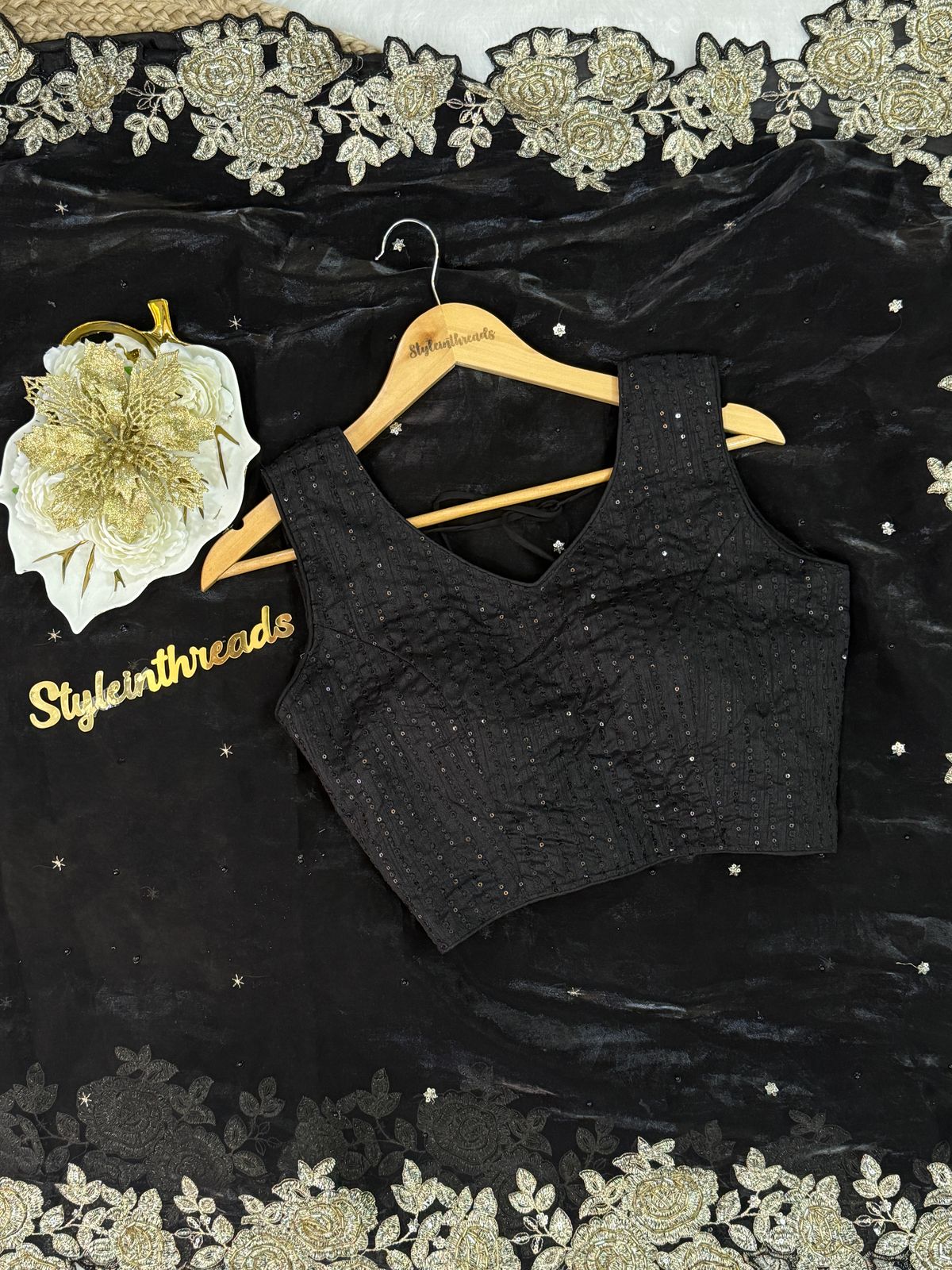 "Black Beauty" Soft Organza Silk Saree