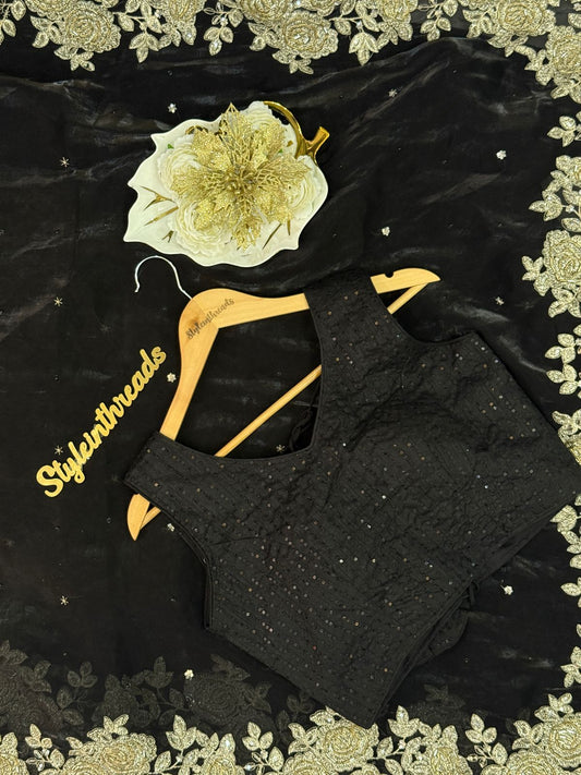 "Black Beauty" Soft Organza Silk Saree