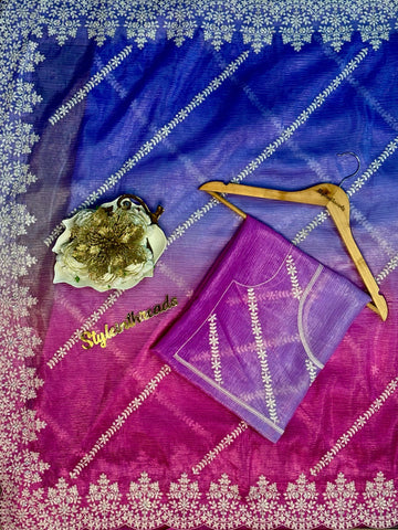 "Avni" Soft crushed Silk Saree with fully embroidered blouse
