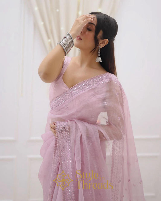 "Blush Rose"Kota Silk Saree