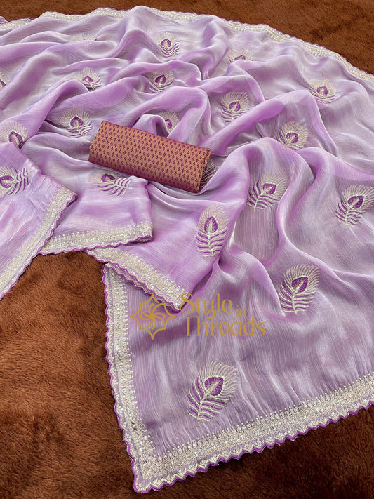 "Lilac Rose" Shiny Silk Saree