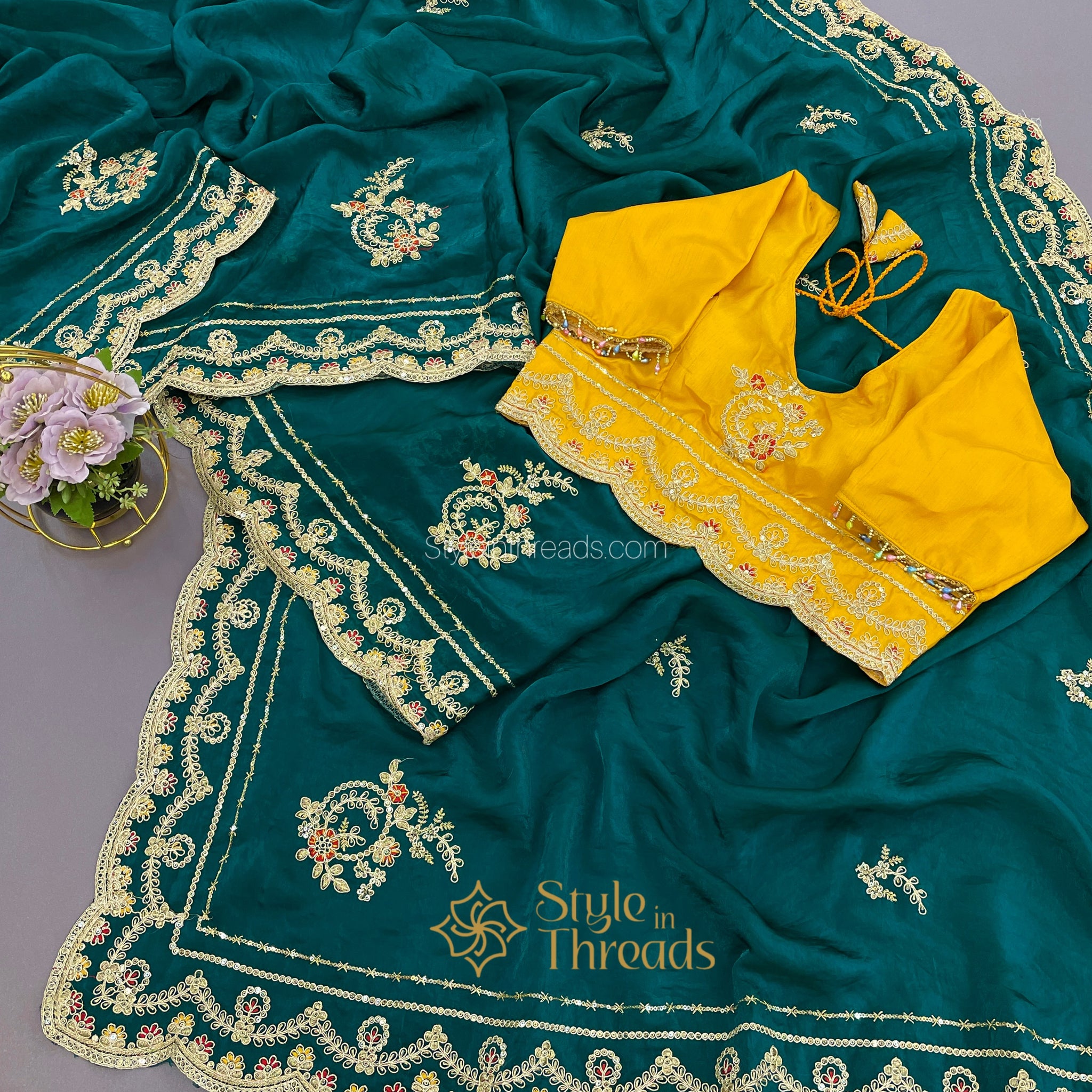 "Reeth"Soft Satin Saree