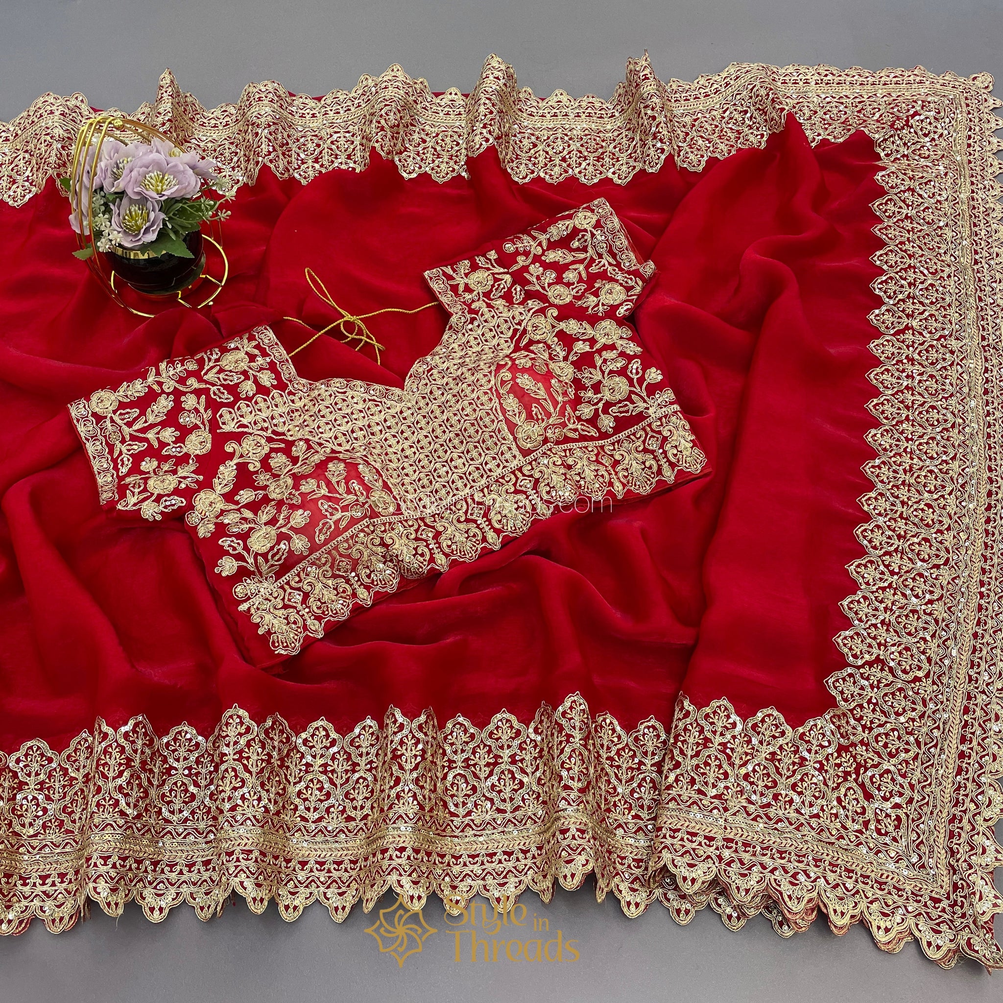 "Laal Rang" fendy chiffon Saree