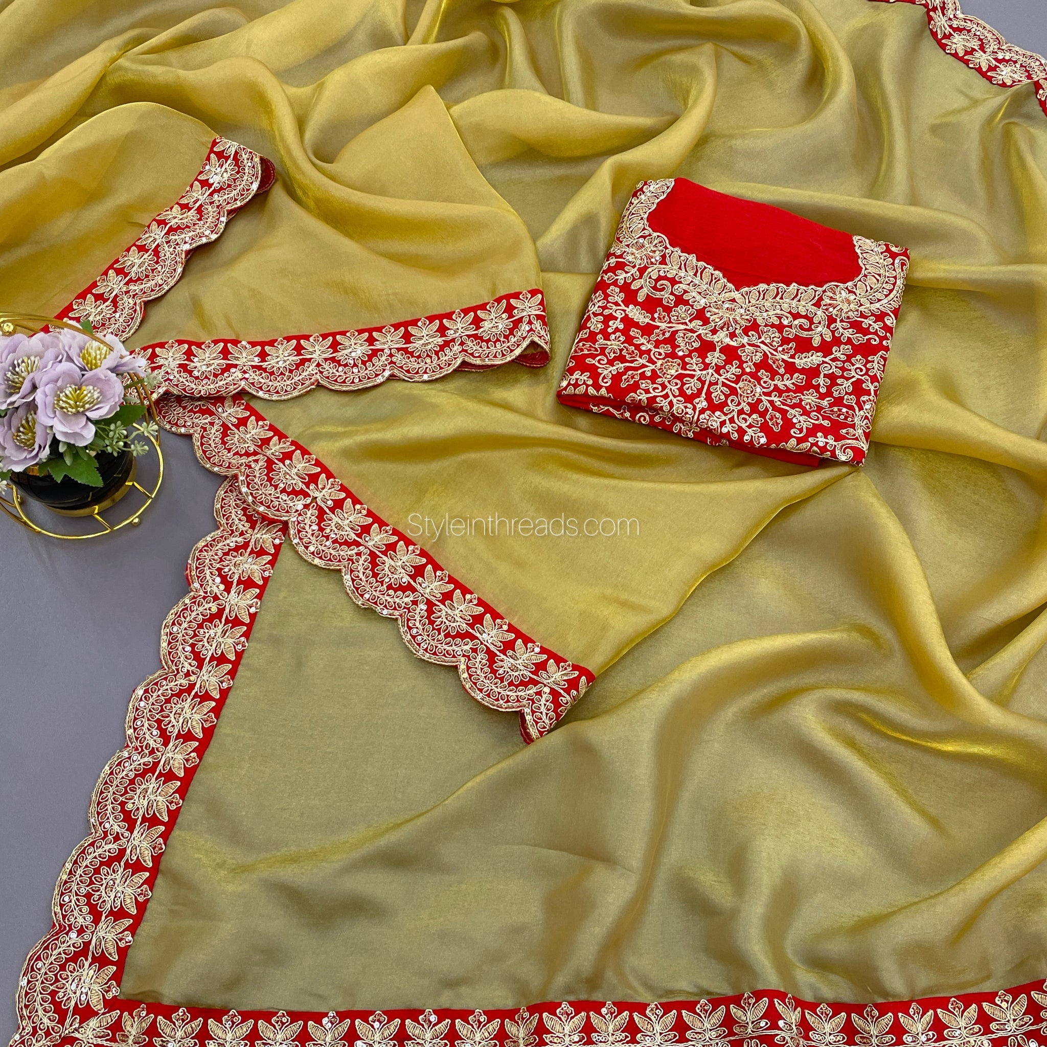 "Sunehri" Soft tissue Saree