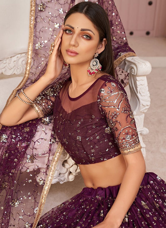 Wine heavily Embellished Lehenga