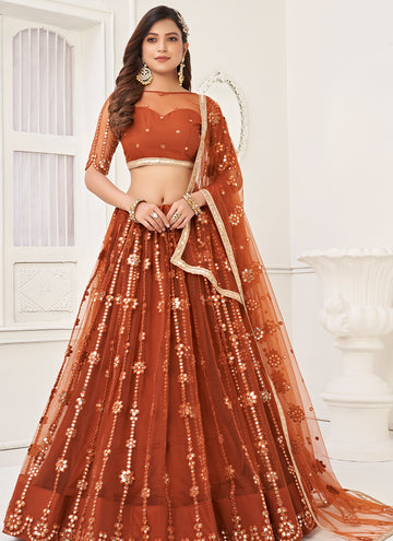 Rustic Red embroidered Lehenga