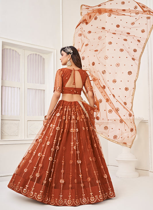 Rustic Red embroidered Lehenga