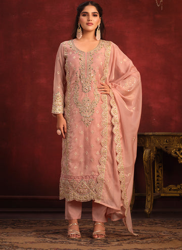 Pink Embroidered Suit