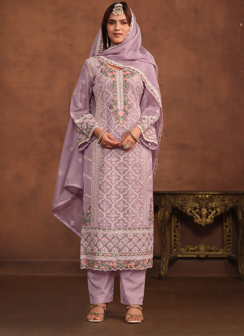 Lilac Embroidered Suit