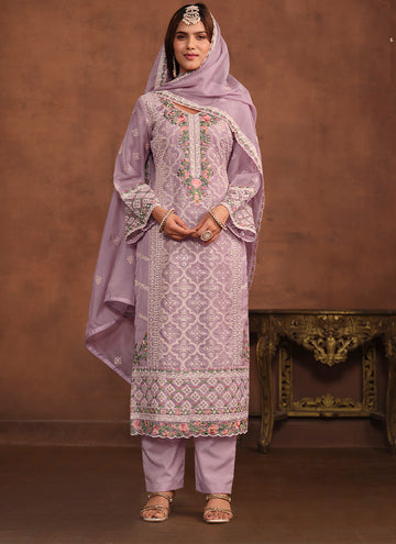 Lilac Embroidered Suit