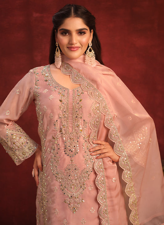 Pink Embroidered Suit