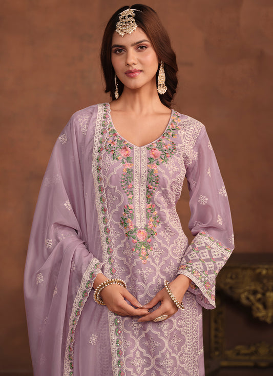 Lilac Embroidered Suit