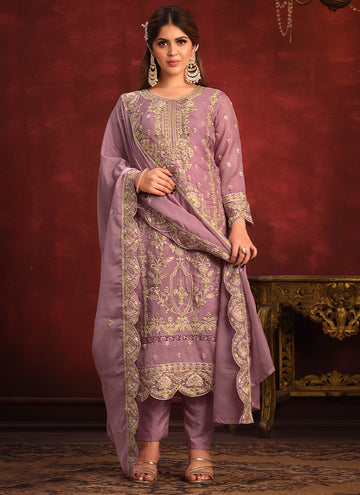 Lilac Embroidered Suit