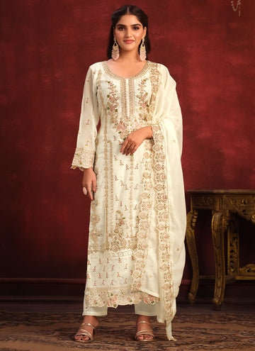 Creme Embroidered Suit