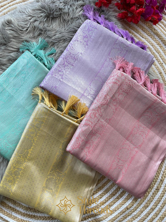 Mauve Banarsi Soft Hand Crafted Pure Silk Saree