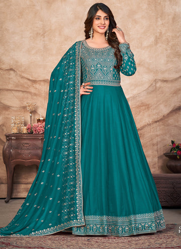 Teal Green Anarkali Gown